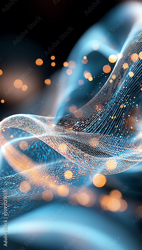 Poster dynamic light waves create ethereal patterns in a dark space stunning visual art modern digital envi