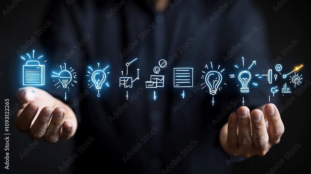 Poster sleek glowing checklist interface being held by a hand symbolizing audit and compliance processes in