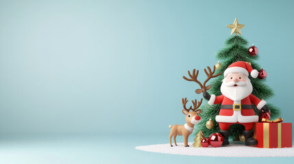 Santa Claus and Snowman Cartoon Spreading Christmas Cheer.Cute Christmas Cartoon: Santa and Snowman in Winter Wonderland.A Whimsical Christmas Cartoon Scene