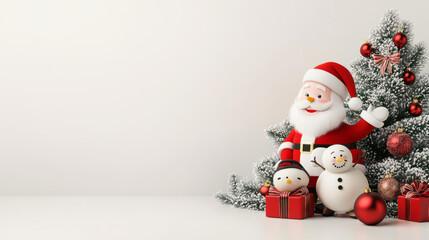 Santa Claus and Snowman Cartoon Spreading Christmas Cheer.Cute Christmas Cartoon: Santa and Snowman in Winter Wonderland.A Whimsical Christmas Cartoon Scene