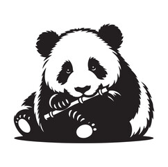 Minimal Panda illustration silhouette Vector SH