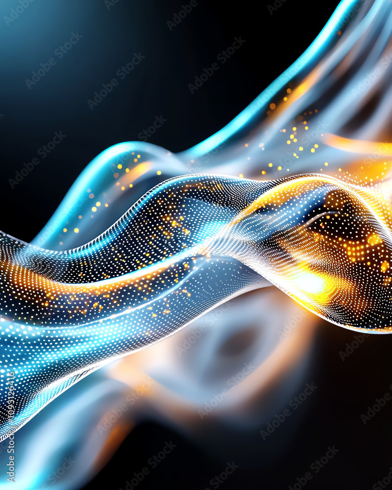 Aufkleber dynamic light waves abstract digital art dark background close-up view energy and motion concept for