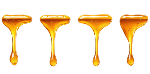 Golden Honey Drops on Transparent Background