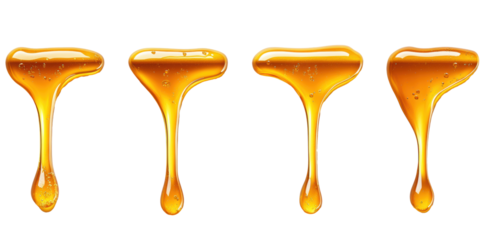 Golden Honey Drops on Transparent Background