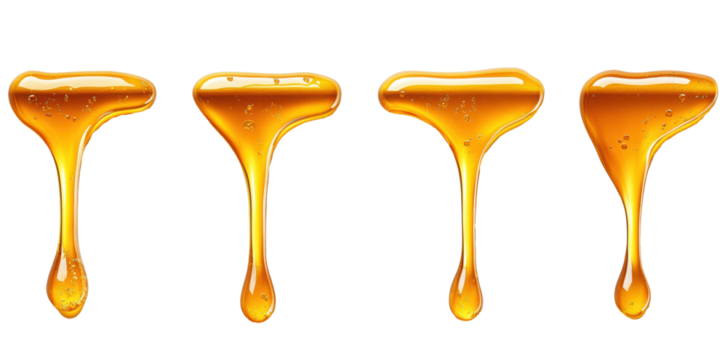 Golden Honey Drops on Transparent Background