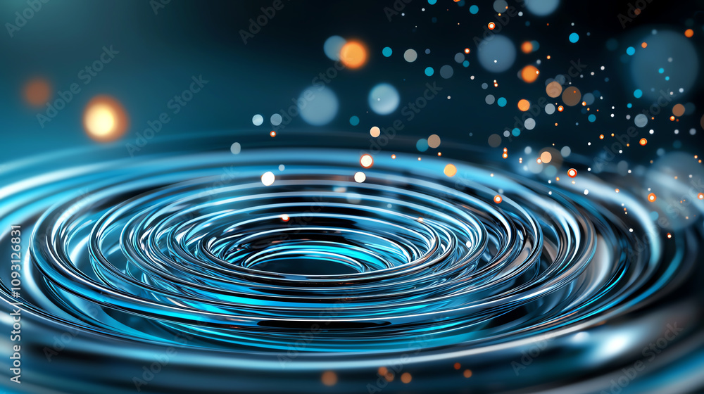 Aufkleber dynamic water ripples with glittering particles digital art abstract environment high-resolution vie