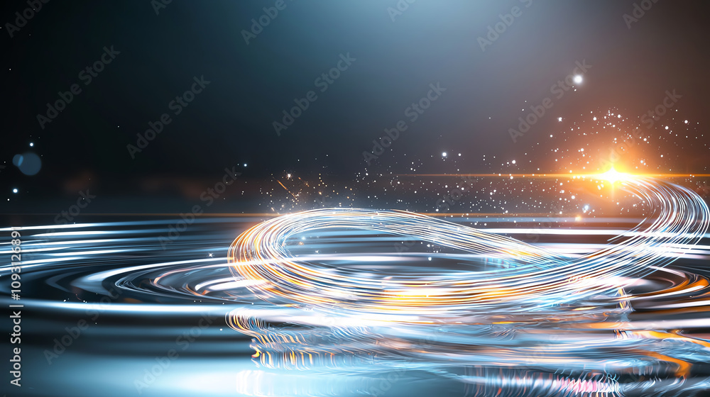 Poster dynamic swirling light patterns abstract visualization digital art cosmic environment creative viewp