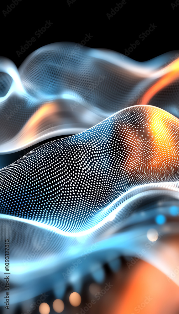 Poster dynamic waves of light and color abstract art digital design modern environment close-up view visual