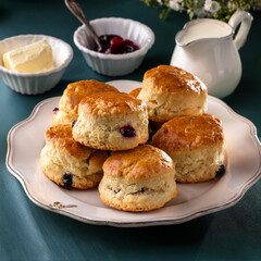 a plate of Scones. Traditional British baked good.