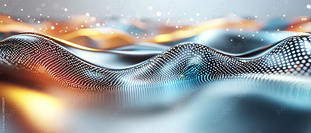 Poster dynamic digital waves abstract art visual design future tech close-up view innovation in motion