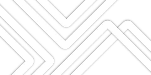 White abstract geometric background with white paper sheets soars as abstract spaces with rectangles, parallel stripes, perspective, shadows in simple strict modern material in triangle and square.	