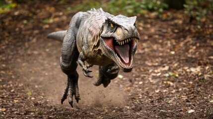 t-rex running in the direction of the camera, AI Generative