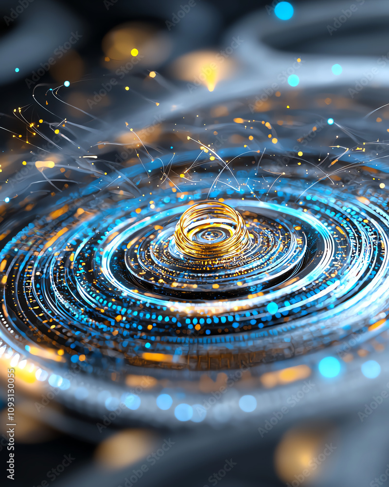 Poster dynamic energy ripple abstract visualization digital art vibrant colors close-up perspective concept