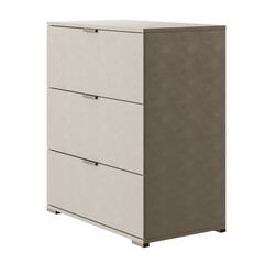 A white cabinet with three drawers