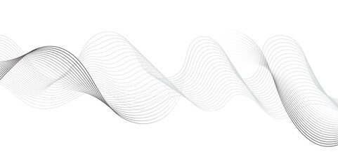 Abstract wave blend lines on transparent background. Design for banner, wallpaper, background and many more. Undulate Grey Wave Swirl, frequency sound wave, twisted curve lines with blend effect.	
