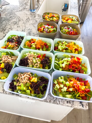 Meal Prep with Colorful Salads in Containers