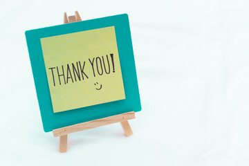 Business appreciation event office space graphic display minimalist environment close-up view thank...