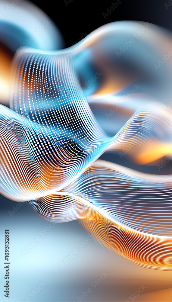 Poster dynamic waves of light and color abstract background digital art creative environment close-up visua
