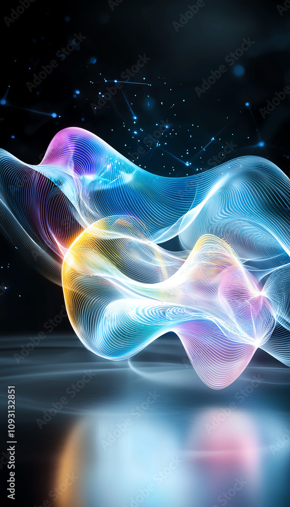 Aufkleber dynamic colorful waves abstract digital art graphic design modern aesthetics vibrant visuals imagina