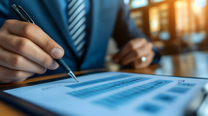 Fototapeta premium Photo Businessman Writing Business Plan Strategy Analysis
