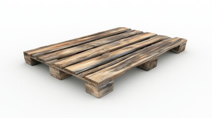 Detailed Wooden Pallet on a Minimalist White Background Suitable for Various Design and Commercial Uses in Furniture, Shipping, and Interior Decor
