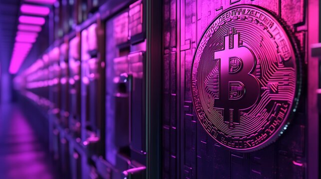 Bitcoin Cryptocurrency Mining Server Room Digital Currency - Powered by Adobe