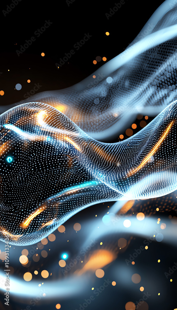 Poster dynamic digital wave abstract technology visualization 3d graphics studio futuristic art close-up mo