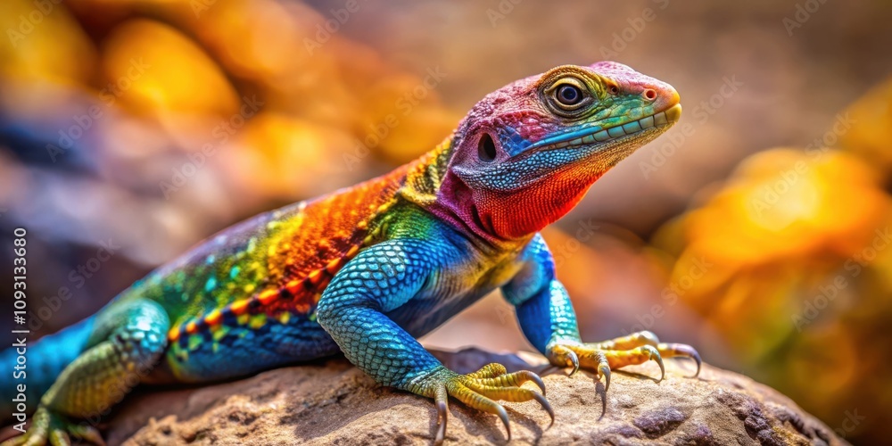 Aufkleber a vibrant and colorful lizard basking in the sun, showcasing the intricate patterns and textures of 