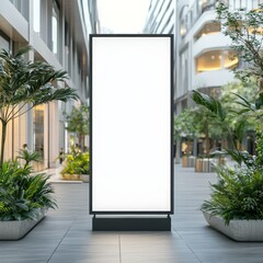 Mockup standalone big screen info kiosk Digital media with blank white screen modern panel display signboard for advertisement design in a shopping center and mall Including clipping