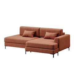 A brown couch with two pillows on it