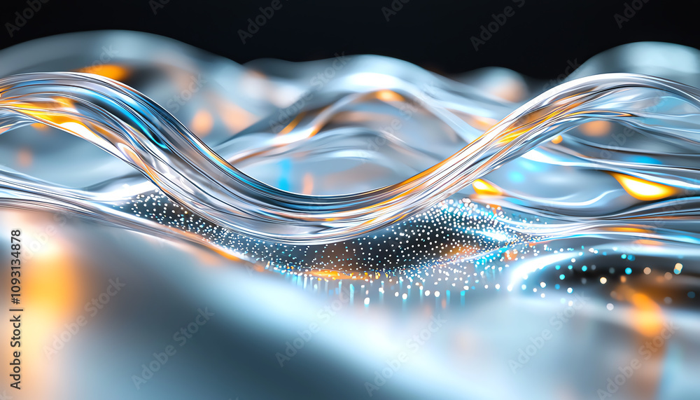 Aufkleber dynamic fluid waves capture light in abstract art studio setting digital artwork contemporary design