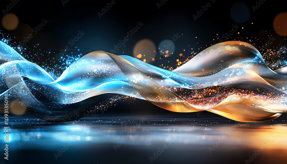 Poster dynamic waves of light and color abstract art digital design vibrant environment artistic viewpoint 
