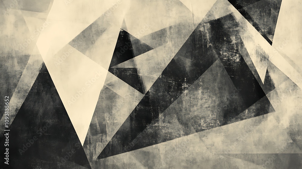 Poster Abstract Geometric Composition in Sepia Tones with Textured Triangles