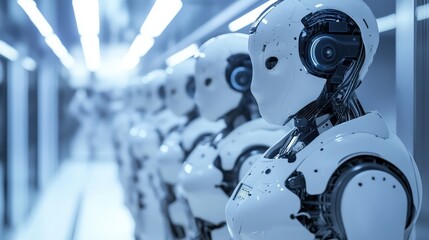 Fototapeta premium AI-based robots in a cleanroom, performing high-precision tasks