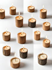 Isolated photos of eco-friendly wooden candle wicks