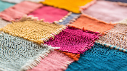 Fototapeta premium Handmade textile design with colorful fabric patches in creative arrangement