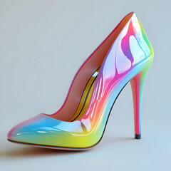 3D Rainbow High Heel Shoe Illustration