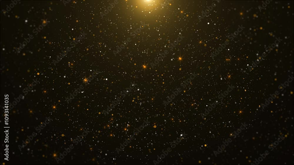 Poster natural organic dust particles floating on black background. dynamic dust particles float in space. 