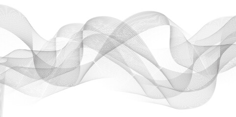 Abstract wave blend lines on transparent background. Design for banner, wallpaper, background and many more. Undulate Grey Wave Swirl, frequency sound wave, twisted curve lines with blend effect.	
