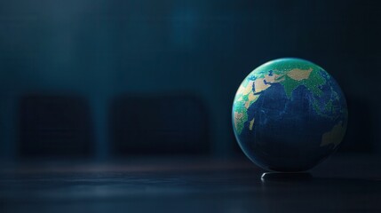 Fototapeta premium A close-up of a globe on a dark surface, symbolizing global awareness, exploration, and the interconnectedness of our world.