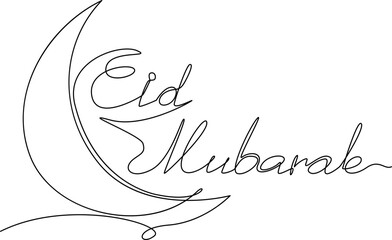 Minimalist eid mubarak one line art vector