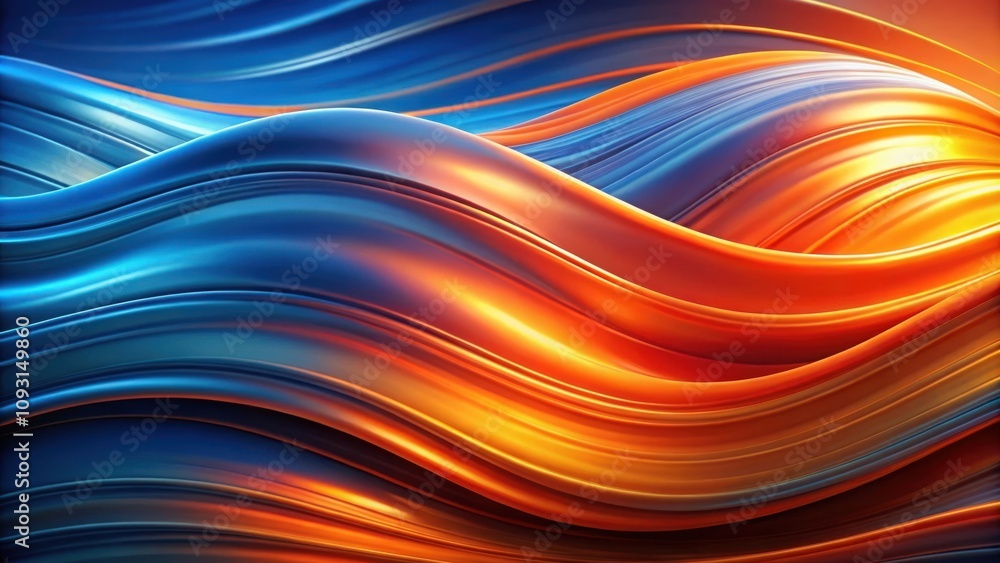Poster abstract fluid swirls of blue and orange in a dynamic and seductive dance