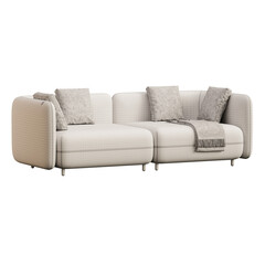 Obraz premium A white couch with pillows and a blanket on it