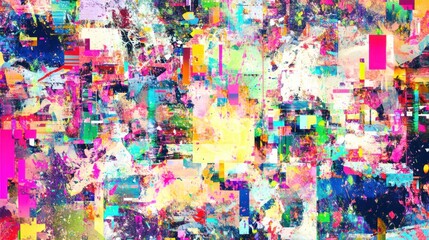 Abstract Glitch Art: A Symphony of Colors and Pixels