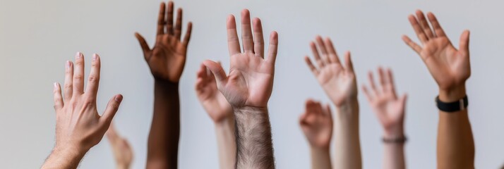 A multitude of hands raised in the air signifies enthusiasm and unity during an event, illustrating the power of community and shared experiences among participants.