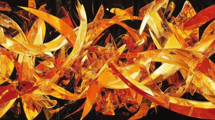 Abstract Fiery Chaos: A Symphony of Golden Hues