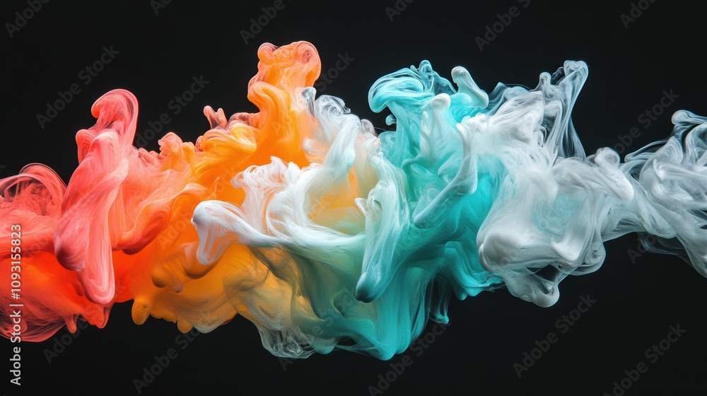 Aufkleber dynamic artistic splash of color blending on a black background for creative expression