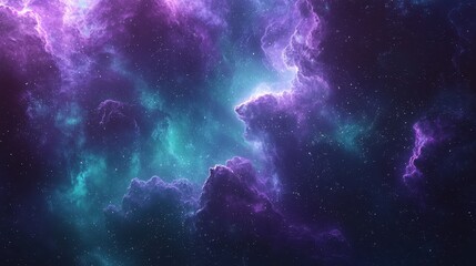 Obraz premium A cosmic galaxy-inspired background with vibrant hues of deep purple, teal, and bright white stars. The glowing nebula clouds add depth and wonder to the celestial theme. Perfect for imaginative 