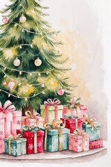 illustration of a beautifully decorated Christmas tree