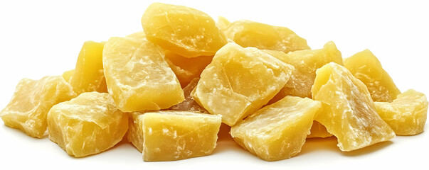 Photo Dried Pineapple Chunks on White Background